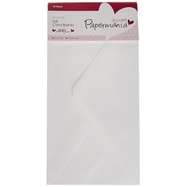 Papermania 300 GSM Tall Card Blanks and Envelopes, Pack of 10, White