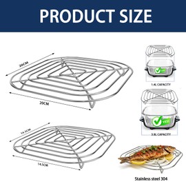 2 griglie in acciaio inox compatibili con Ninja Crispi AirFryer Griglia di ricambio per contenitori in vetro Ninja Crispi da 3,8 l e 1,4 l, lavabili in lavastoviglie, per accessori Ninja Crispi