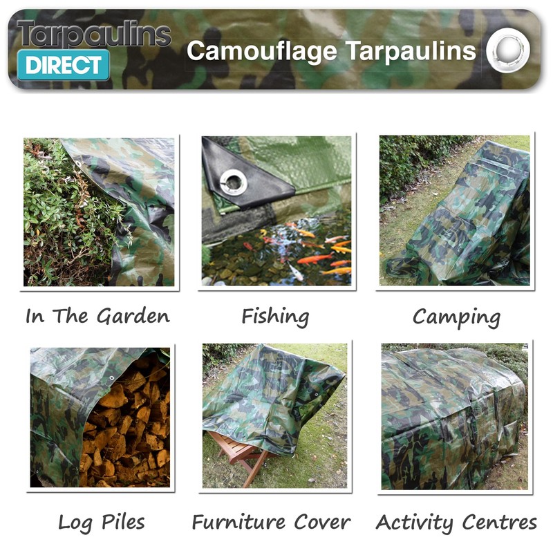 Camouflage Tarpaulin 1.8m x 1.2m 80gsm Tarp Waterproof Sheet for