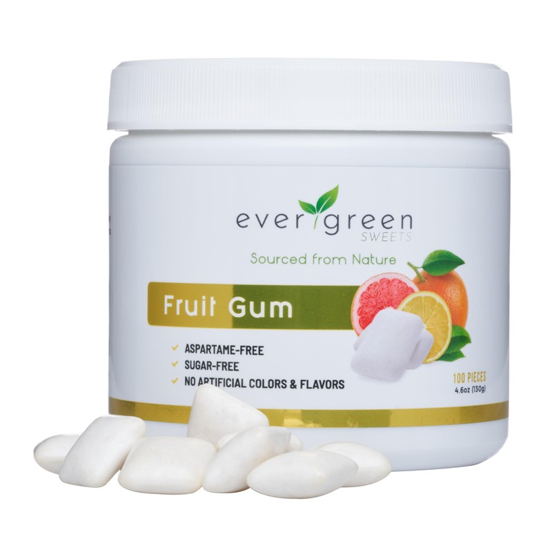 Evergreen Sweets Chewing gum -100 Pieces Jar - Natural Fruit