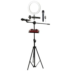 VocoPro USB Audio Interface, Boom Stand, and LED Ring Light with Wireless Mic and Condenser Mic