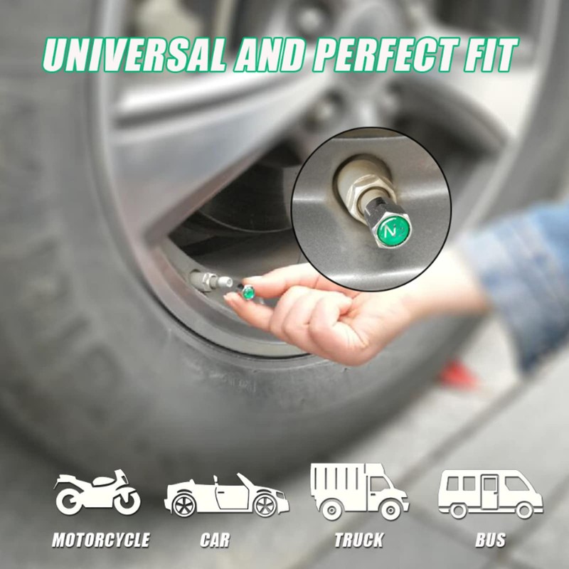 GODESON Chrome Plated Brass Tire Valve Stem Caps N2 Nitrogen