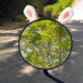 Berfi Life Cute Bunny Ears Car Mirror Accessory, 1 Pair Plush Car Interior Rearview Mirror & Dashboard Decor for Women, Automotive Ornament for Electric Moped
