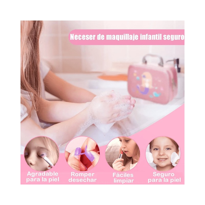 Kit Maquillaje Infantil Lavable 24 Piezas Juguete Xtellar rosa