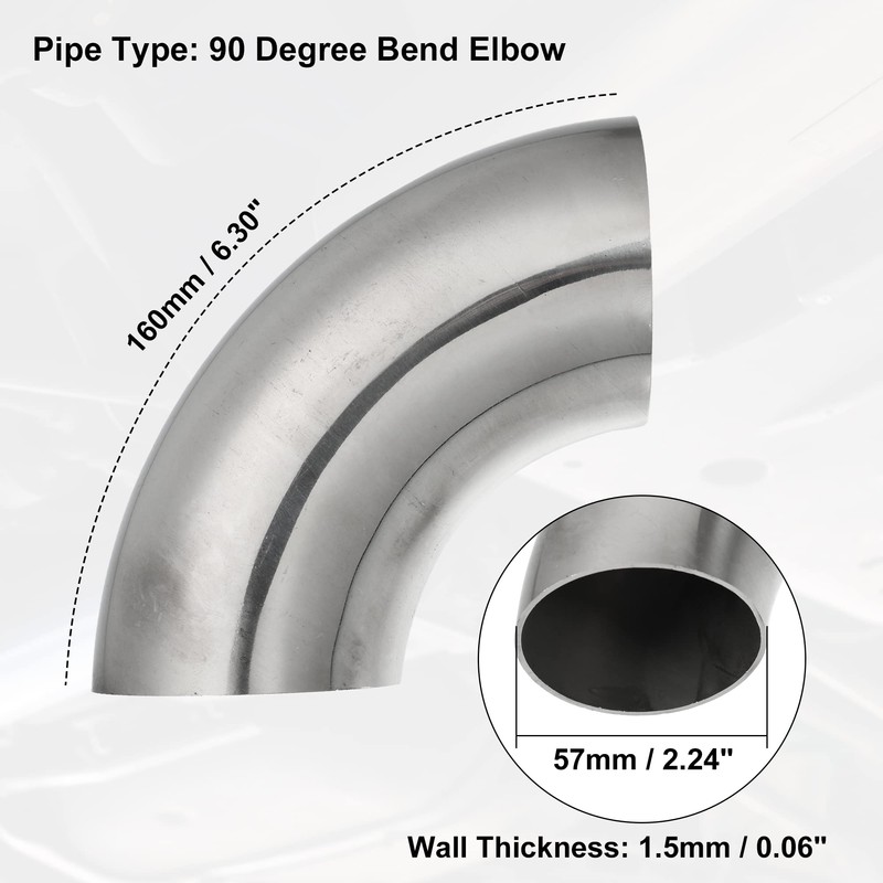X AUTOHAUX 2pcs OD 2.25 Inch 90 Degree 1.5mm Thickness