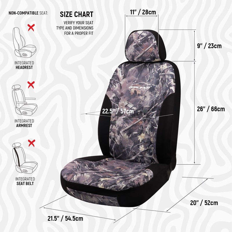 CAROMOP Premium Camo Front Seat Covers – Waterproof Wear Resistant