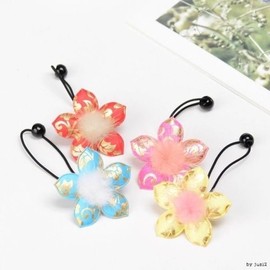 한복밍크플라워방울 아기자기샵 방울끈 헤어악세사리 (WFLM5C4) Hanbok Mink Flower Pom Pom Hair Accessory (WFLM5C4)