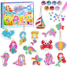 HGRGHH Craft Girls 6-12 Years, Make Your Own GEM Keyrings, 15 Pieces 5D Diamond Painting Keyrings, Craft Set Children from 6 Years, Gifts for Girls 6 7 8 9 10 Years