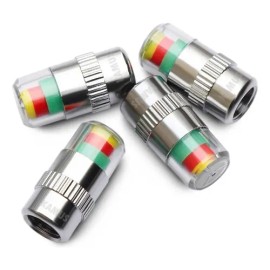 4pz Tapon Con Sensor De Presión Cromado Válvula Llanta Auto                                                                                           
