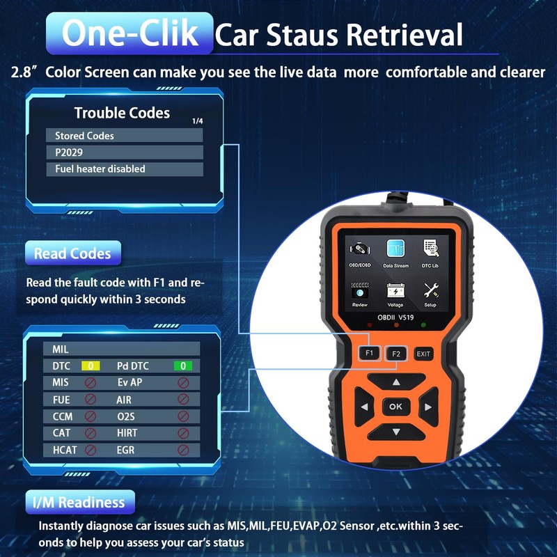 OBD2 Scanner Diagnostic Tool - Check Engine Light Code Reader,
