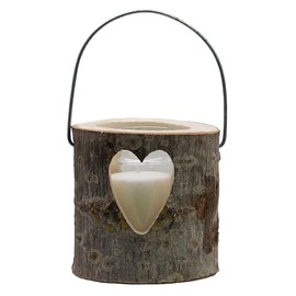 Wooden Decorative Lantern with Heart - Size S - Natural Light for Indoor & Outdoor Use