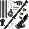 REERON 6 FT Metal Swivel Rings Flag Poles Kit, 360°