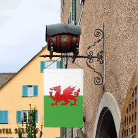 Red Dragon Wales Imitation Hemp Garden Flag Welcome Garden Flag Double Sided,Summer Fall Farmhouse Outdoor Welcome Garden Decor,Small Garden Flag 12x18