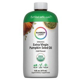 Rainbow Light Organic Extra Virgin Pumpkin Seed Oil | 16 Fl Oz | Cold Pressed Liquid Extract | Potent Source of Omega 6 and 9 Fatty Acids | Non-GMO and Gluten Free Supplement