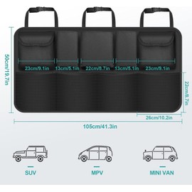 ZOVHYYA Kofferraum Organizer mit 9 Pocket Auto Aufbewahrungstasche mit 3 Verstellgurten Wasserdichte Kofferraumtasche Auto aus Oxford-Stoff für SUV und Viele Fahrzeuge