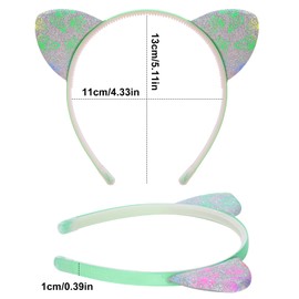 Santoddle Glitter Ears Headbands for Girls 6Pcs Glitter Cat Ears Headbands for Girls Boys Sparkly Cat Hairbands Kids Daily Wearing