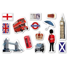 XXL-Großkonfetti * ENGLAND * mit 42 großen Konfetti-Teilen für eine Motto-Party oder Länder-Party // Party Kinder Kindergeburtstag Konfetti Deko Motto Tower Bridge Big Ben U-Bahn Union Jack