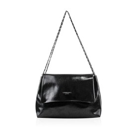 MultiValue Ladies Tote Bag, Womens Tote Bag Large Capacity Solid Colour Women Handbag Chain Tote with Snap Zipper (Black)