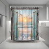 Ocean Beach Teal Barn Door Shower Curtain Hawaiian Sunset Scenery