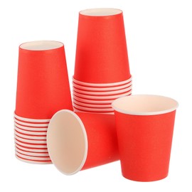 sourcing map Colorful Disposable Paper Cups,30 PCS 9 OZ Creative Educational Toys Arts Craft Supplies, DIY Paper Cups for Parties (Red)