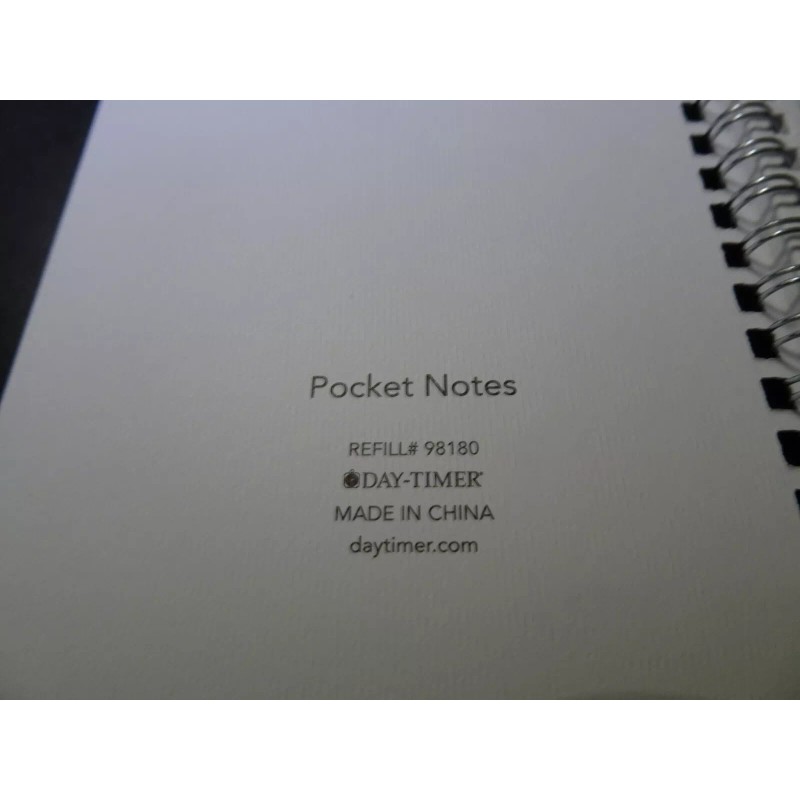 Day-Timer Pocket Notes, Refill# 98180, Index Pg, Subject per Pg