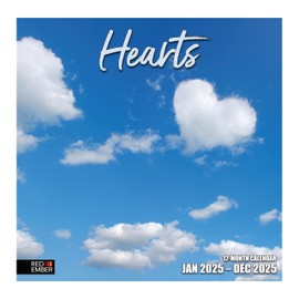 RED EMBER Hearts 2025 Wall Calendar 12 Month | 12" x 24" Open | Thick & Sturdy Paper | Giftable | Calendar 2025