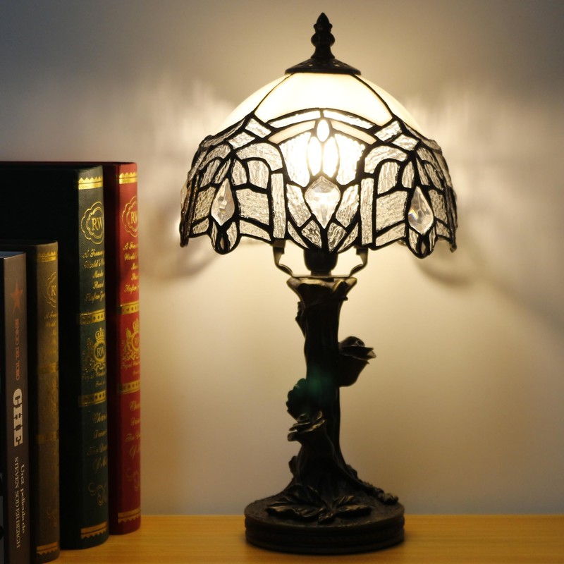 Small Tiffany Table Lamp Stained Glass Desk Lamp White Bending