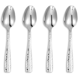KEAWELL Premium 4-Piece Louis Hammered Spoons Set, 18/10 Stainless Steel, Set of 4, Fine Spoon Set with Squared Edge, Dishwasher Safe (6.4" Teaspoon)
