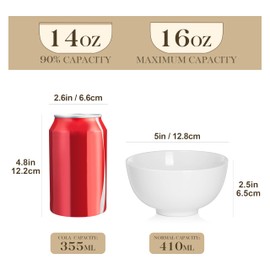 MALACASA Small White Ceramic Bowls Set of 8, 14 OZ Compact Dessert Bowls Rice Bowls Set, Ceramic Bowl for Ice Cream, Soup, Cereal, Side Dishes, Dishwasher & Microwave Safe