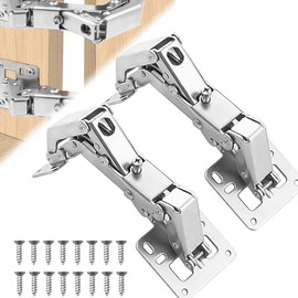CYNNXIA 2 PCS 170 Degree Cabinet Hinge Kitchen Cupboard Doors Hinges Adjustable Surface Mount Hinges Heavy Duty Soft Close Hinges with16 Fixing Screws for Cabinet Kitchen Cabinet Doors Wardrobe