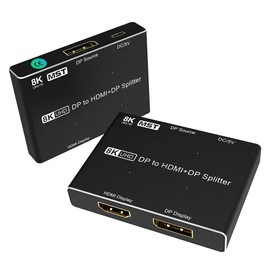 YIWENTEC DisplayPort HDMI Splitter 8K MST SST 1 In 2 Out Directional DP 1.4 8K@30Hz 4K@120Hz to DisplayPort HDMI 8K 2.1 1440P@165Hz Directional Converter Switch Multi Screen Transfer