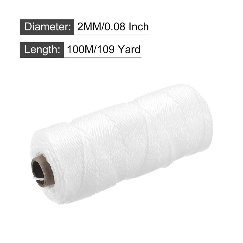 sourcing map Twisted Mason Line Nylon Twine String Cord White