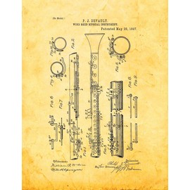 Clarinet Patent Print Golden Look (8.5" x 11") M10079