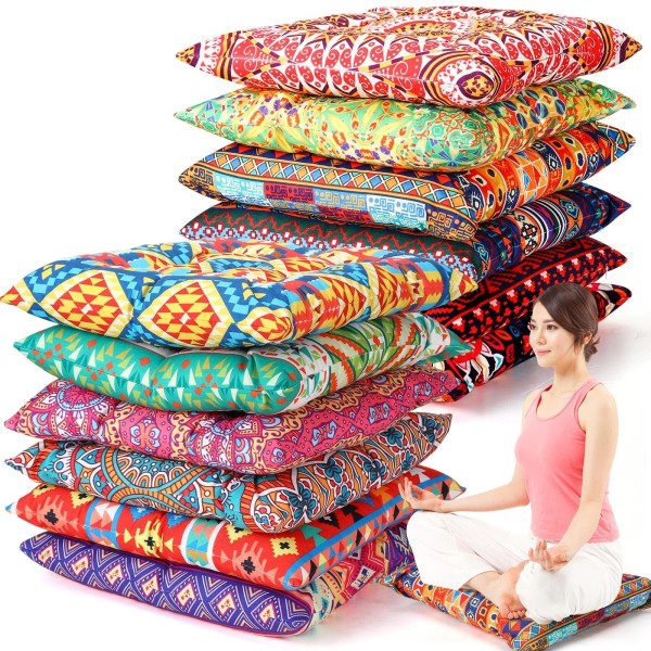 Nuogo 12 Pcs Bohemian Floor Cushions Bulk 15 Inch Boho