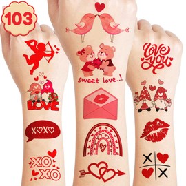 Valentines Day Temporary Tattoos Kiss Lip Tattoos V-Day Party Decoration, Galentines, Party Favor, Be Mine, Candy Heart, Vday Supplies, XOXOs, Lover Party Decorations Girls Women Favor Party Supplies