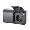 ELEKTRO-PLAST HERMES 2-Way Double Surface-Mounted Socket IP44 Waterproof Anthracite Grey