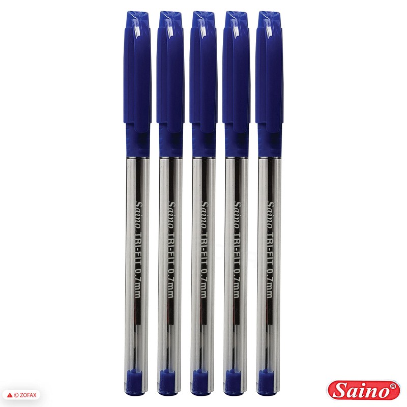 SAINO 5 x 0.7mm Tip Tri-Fit Triangular BLUE Ballpoint Pens