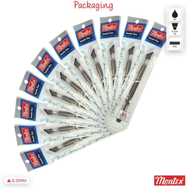 Montex 10 x 0.7mm Steel Tip Smooth Flow Ball Pen