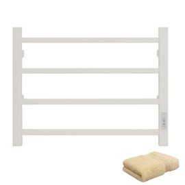 KEG Towel Warmer 4 Bars for Bathroom Wall Mounted Bath Towel Heater Hardwired and Plug-in with Built-in Timer White Square white TW-4s-W Towel warmer 4 bars white