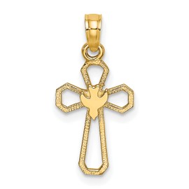 IceCarats 10K Solid Yellow Gold Cross Dove Symbol Peace Love Holy Spirit Necklace Religious Chain Pendant Jesus Christ Charm 20mm x 11mm Only
