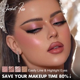 FOCALLURE 4PCS Cream Eyeshadow Stick Sets,Highlighter Eye Shadow Pencil with Crease-proof Formula,Long Lasting Waterproof Eyes Makeup,Sherbet Kiss