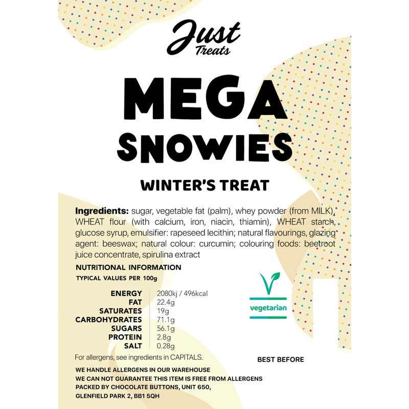 Just Treats Mega Snowies (500g Share Bag)