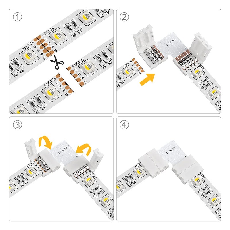 BTF-LIGHTING 5 Pin SMD 5050 RGBW Corner Connector 12mm Wide