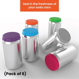 Gadgetime USA Silicone Can Lids - Silicone Can Lids (Pack of 6) - Can Covers for Soda & Drink Cans - Beverage Can Lid Cover for Fizz Protection - BPA-Free & Dishwasher Safe - Can Caps (Blue)