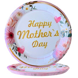 Uojlvlr 24PCS Happy Mother's Day Party Disposable 7 "Plate Mom Theme Decorations Mother's Day Party Dinner Plate