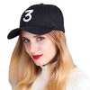 UTOWO Number 3 Baseball-Cap White 3 Embroidered Dad Hat Black