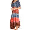 Sakkas 17506 - Sula Tie-Dye Wide Neck Embroidered Boho Sundress