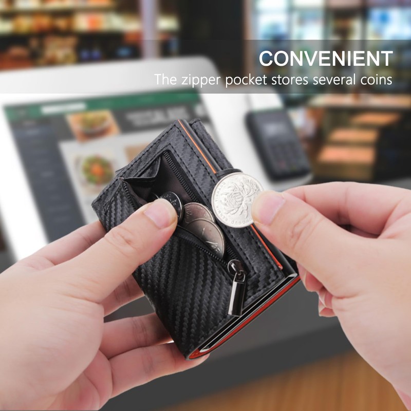 DIENQI Rfid Credit Card Holder Bifold Pop up Men Wallet