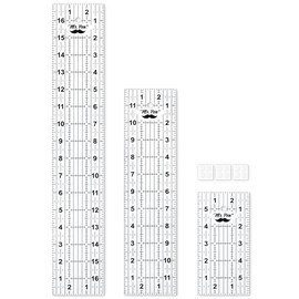 Mr. Pen- Sewing Ruler, 3 Pack, 6", 12" & 17", Acrylic Ruler, Quilting Ruler, Cutting Ruler, Acrylic Ruler for Cutting Fabric, Rulers for Quilting and Sewing, Non Slip Quilt Rulers, Sewing Supplies