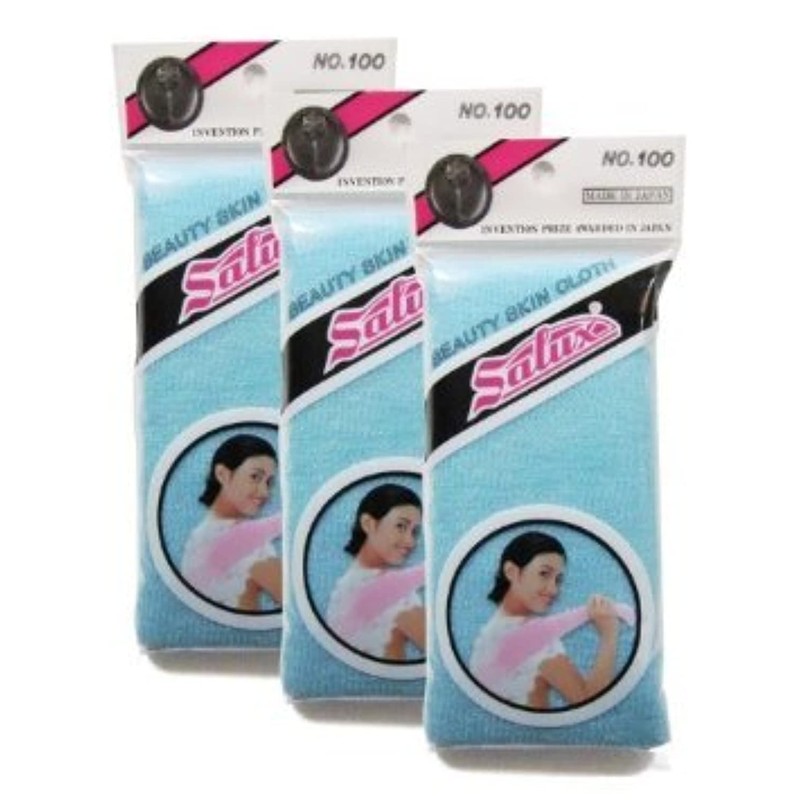 Salux Nylon Japanese Beauty Skin Bath Wash Cloth/towel (3) Blue